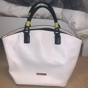 Charles Jourdan White & black bag w/yellow accent